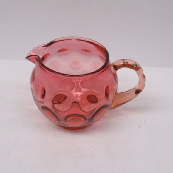Fenton Art Glass Cranberry COIN DOT OPTIC Cream Pitcher or Small Jug - Picture 1 of 3